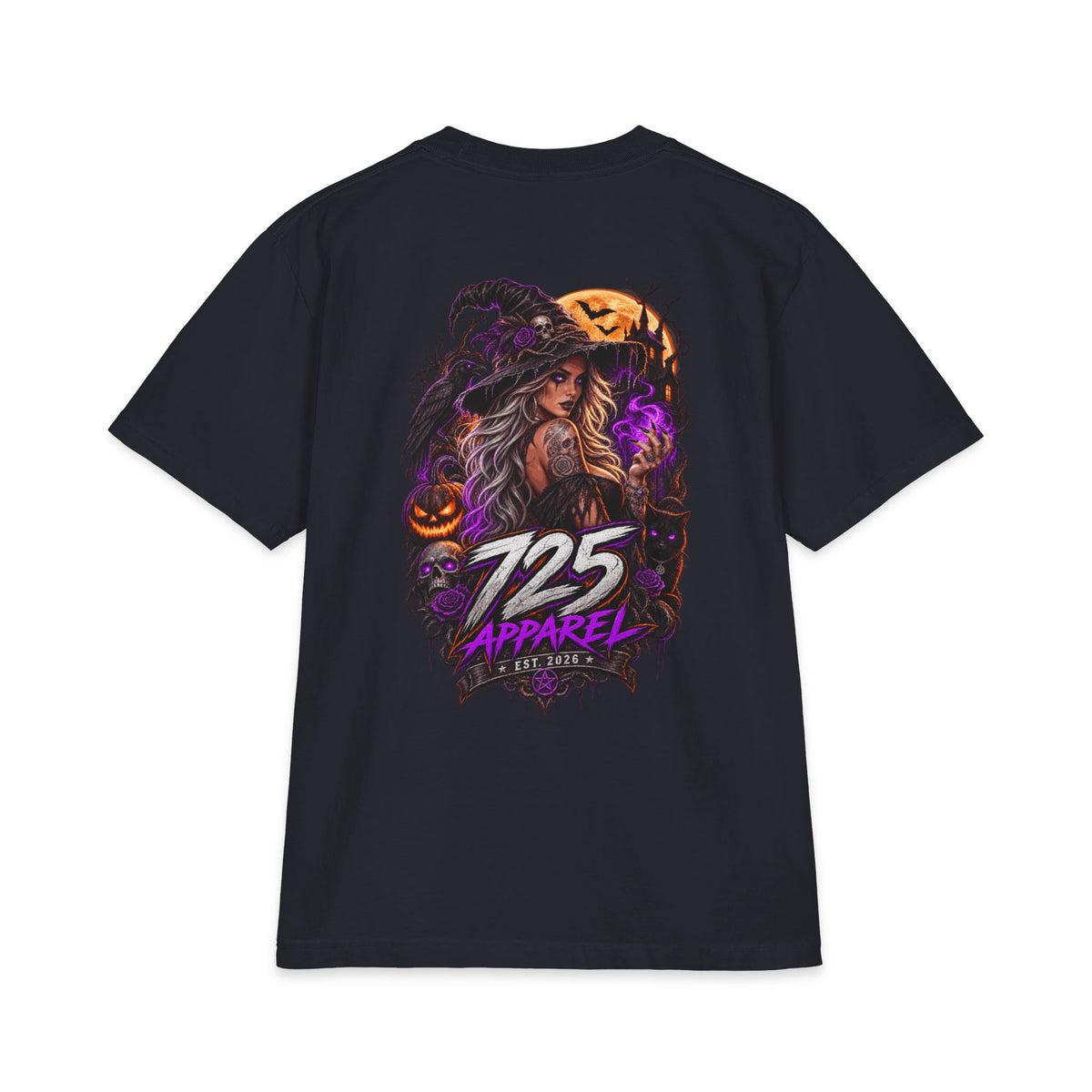 Halloween Witch Graphic Tee — "725 Apparel" Back Print