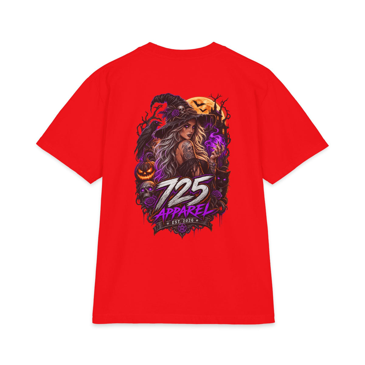 Halloween Witch Graphic Tee — "725 Apparel" Back Print