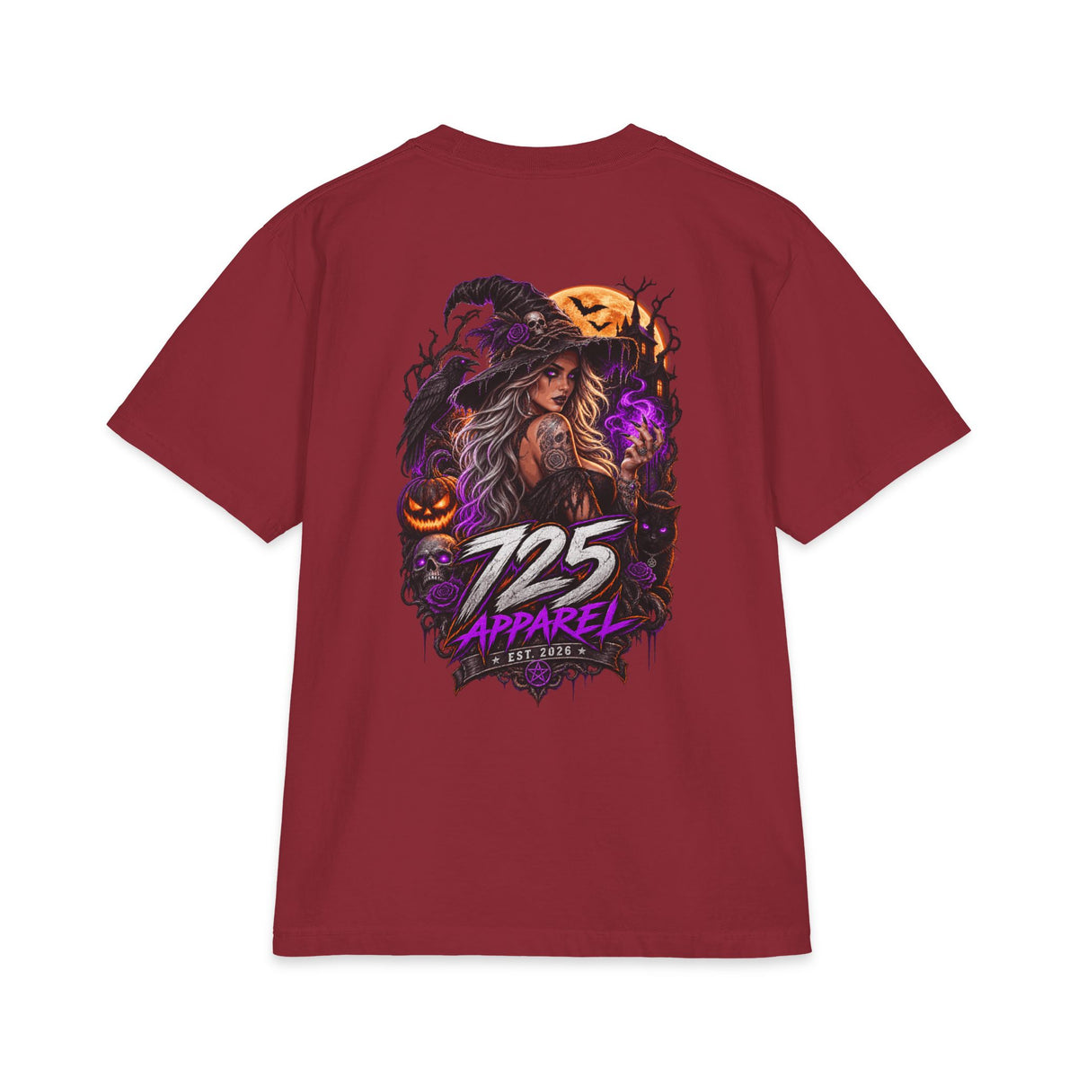 Halloween Witch Graphic Tee — "725 Apparel" Back Print