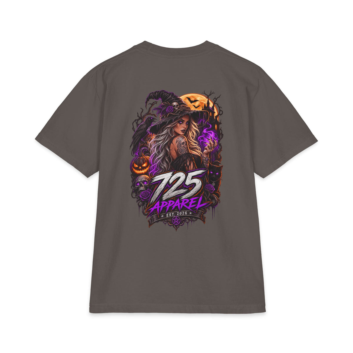 Halloween Witch Graphic Tee — "725 Apparel" Back Print