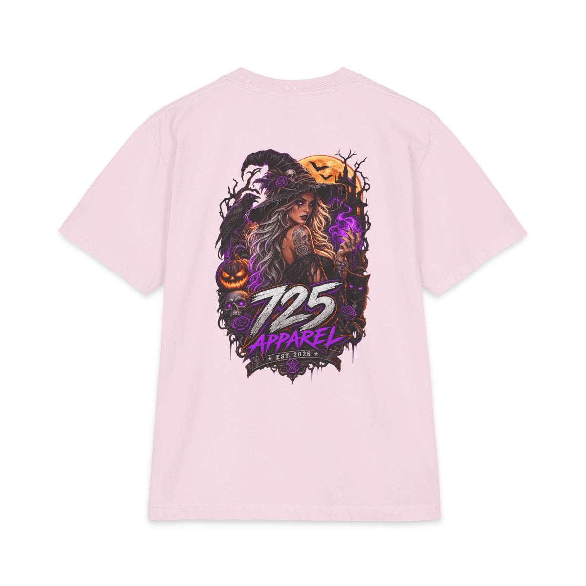 Halloween Witch Graphic Tee — "725 Apparel" Back Print